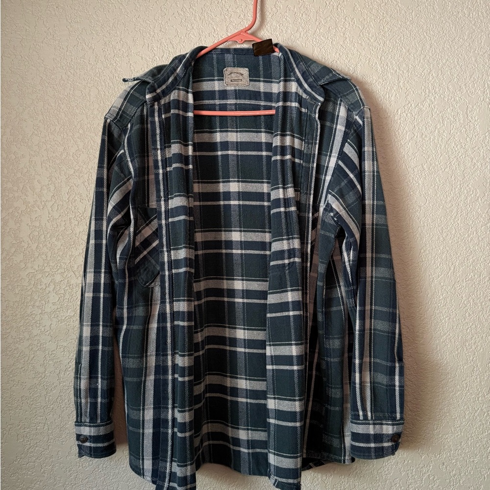 St. John’s Bay Green + Tan Flannel shirt